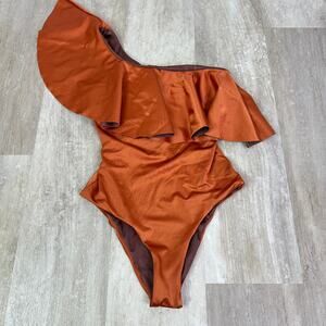 Cosita Linda One Shoulder Ruffle One Piece Swimsuit Size Small
